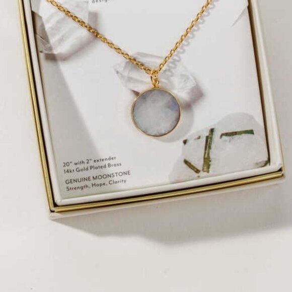 Afterglow Long Medallion Necklace- Moonstone - Picture 3 of 3
